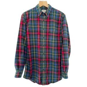 L.L. Bean "Bean of Freeport" Scotch Plaid Flannel Shirt, M Tall, Slightly Fitted